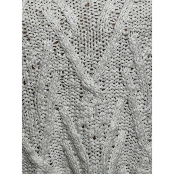 Free People Isla Sweater Women's Large Ivory White Chunky Cable Tunic Oversized - Picture 5 of 16